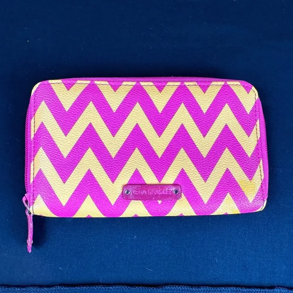 Vera Bradley Accordion Wallet Ziggy Zags - Pink and Orange - Picture 2 of 10